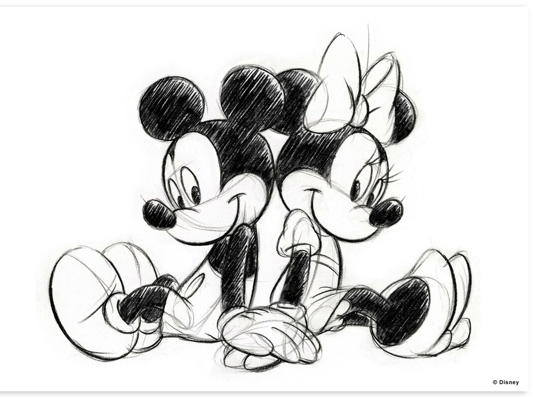 Disney Classics Leinwandbild Micky & Minnie sitzen | Wayfair.de